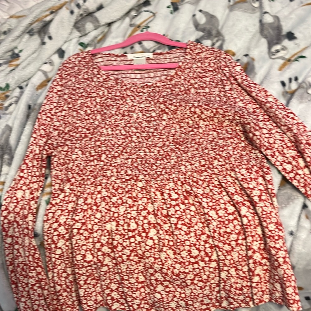 Urban Romantics red and white floral blouse
